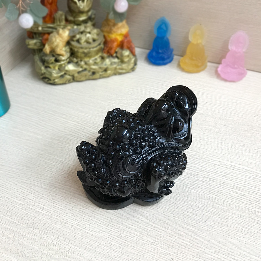 Cóc phong thủy - Thiềm thừ phong thủy đá Onyx đen 16cm