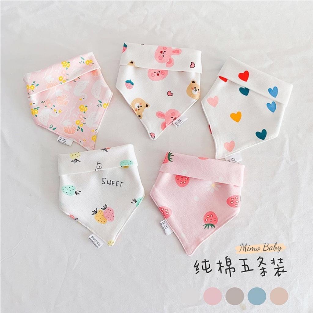 Set 5 yếm cổ tam giác chất liệu cotton in hình đáng yêu cho bé YC14 Mimo baby