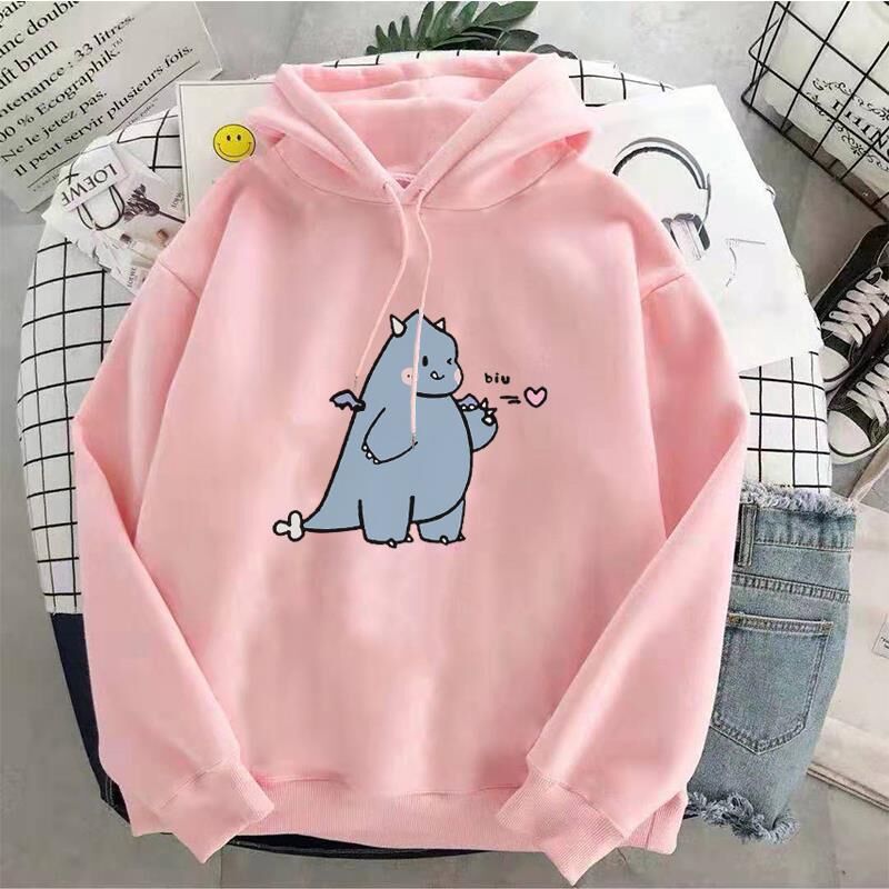 Áo Hoodie Nữ Khủng Long Thả Tim Xinh Mẫu Hoodie Túi Rộng Chất Nỉ 2 Lớp Form Dưới 60kg Siêu Đẹp