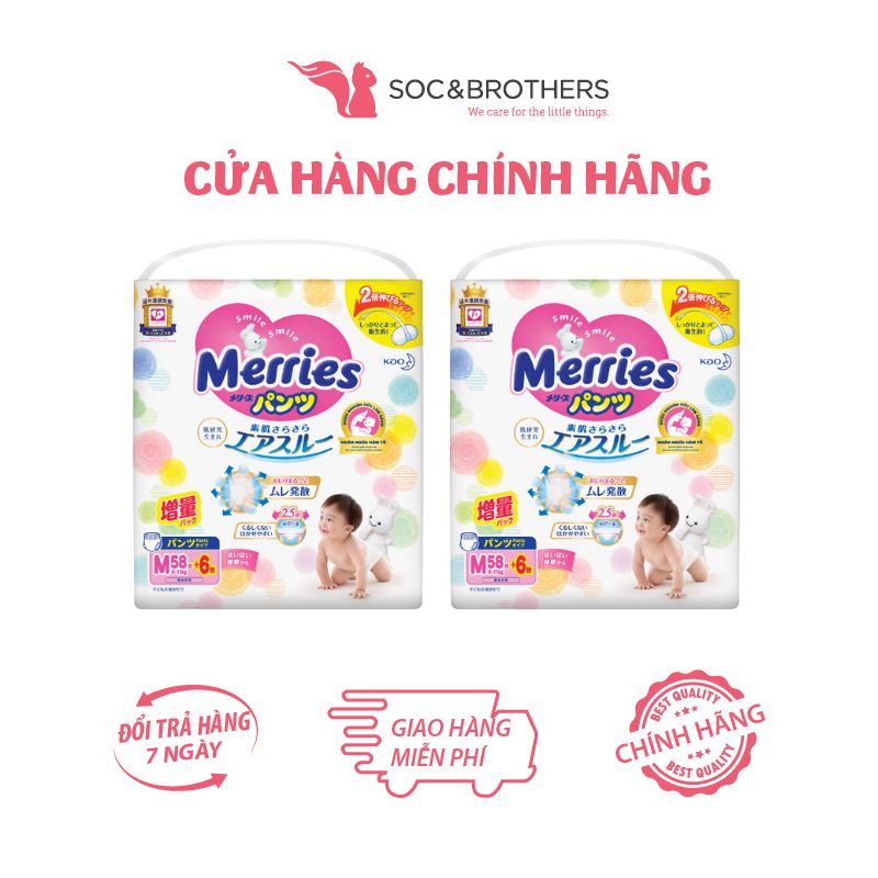 Bỉm quần Merries cộng miếng chính hãng M58 + 6