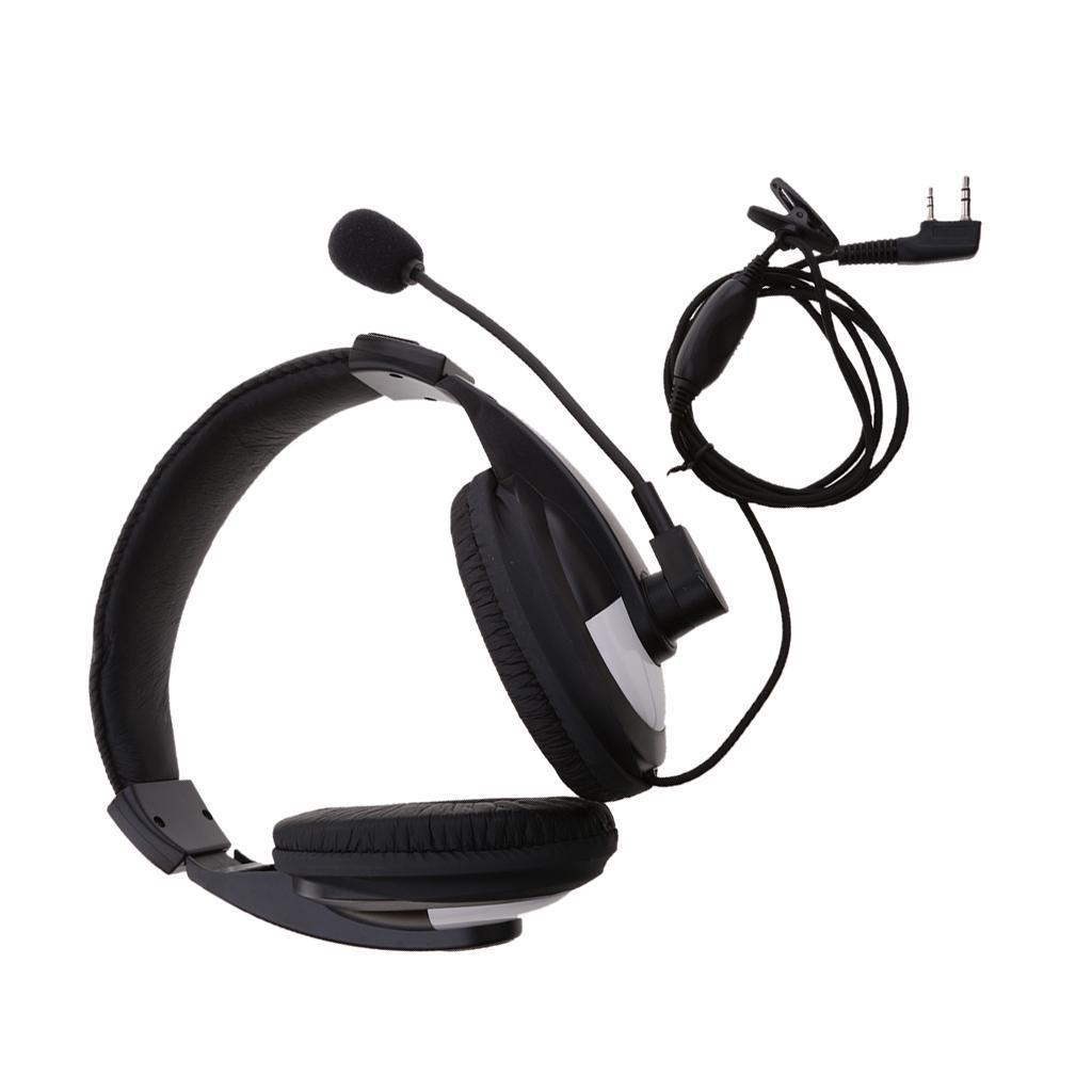 2 Pin Overhead Earpiece Headset with Mic PPT for 2 Way Radio Walkie Talkie