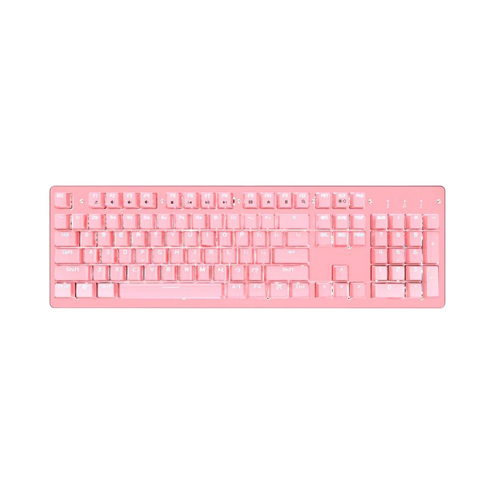 Mechanical Gaming Keyboard RGB LED White Backlit Wired Keyboard with Red Switches for Windows Gaming PC