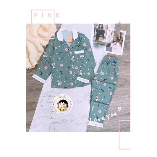 Đồ ngủ pijama lụa dài tay siêu xinh