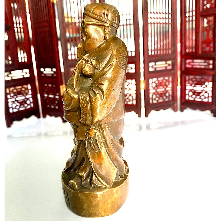 TƯỢNG ÔNG QUẢN TÀI BUÔN MAY BÁN ĐẮT CHIÊU TÀI TỤ LỘC BẰNG ĐỒNG 15cm