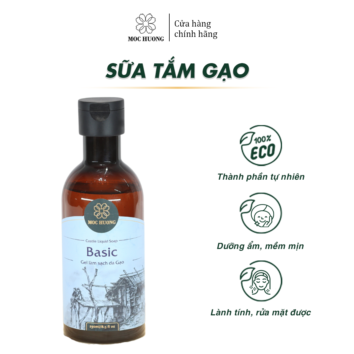 Sữa tắm tự nhiên Mộc Hương Castile Liquid Soap liệu pháp mùi hương từ đồng quê Việt