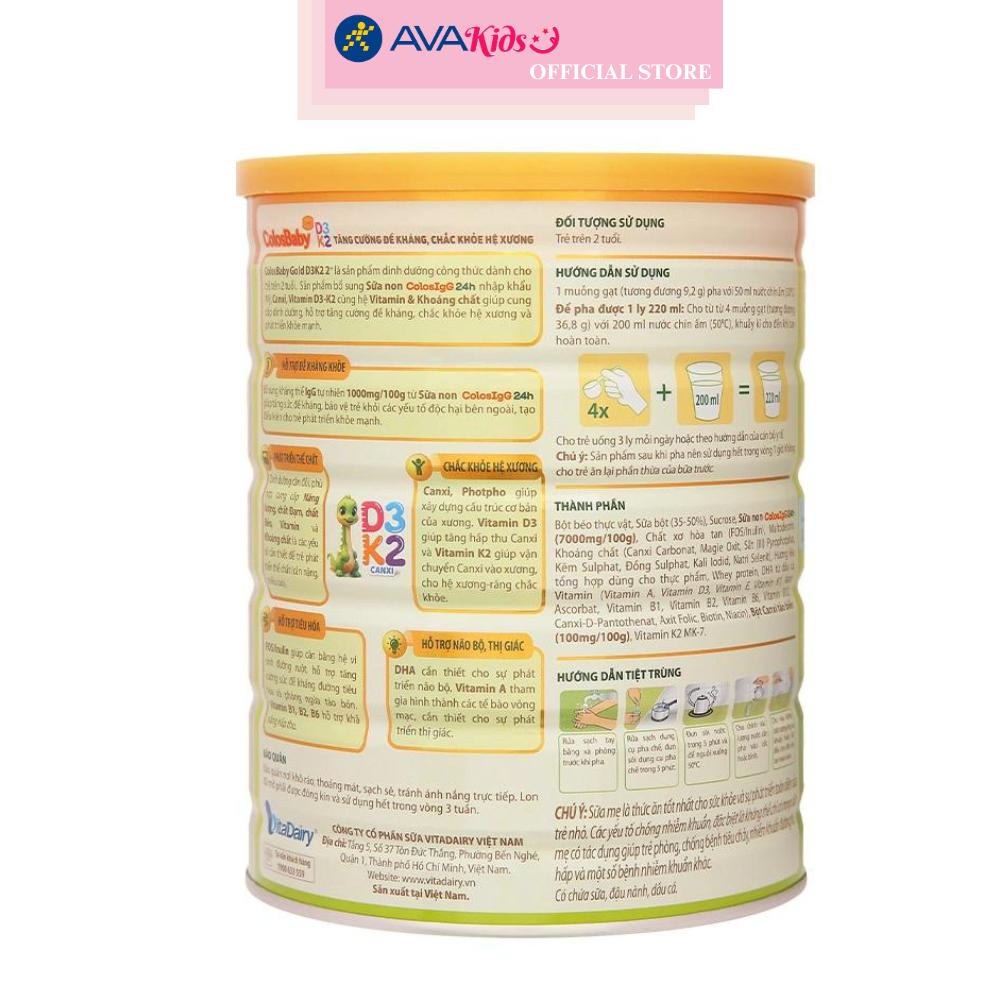 Sữa bột ColosBaby Gold D3K2 2+ (sữa non) 800g (từ 2 tuổi)