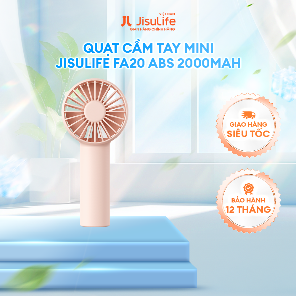 Quạt Cầm Tay Mini JISULIFE FA20 ABS 2000mAh - Sạc Nhanh - Sử Dụng Lên Đến 12H - Hàng Chính Hãng