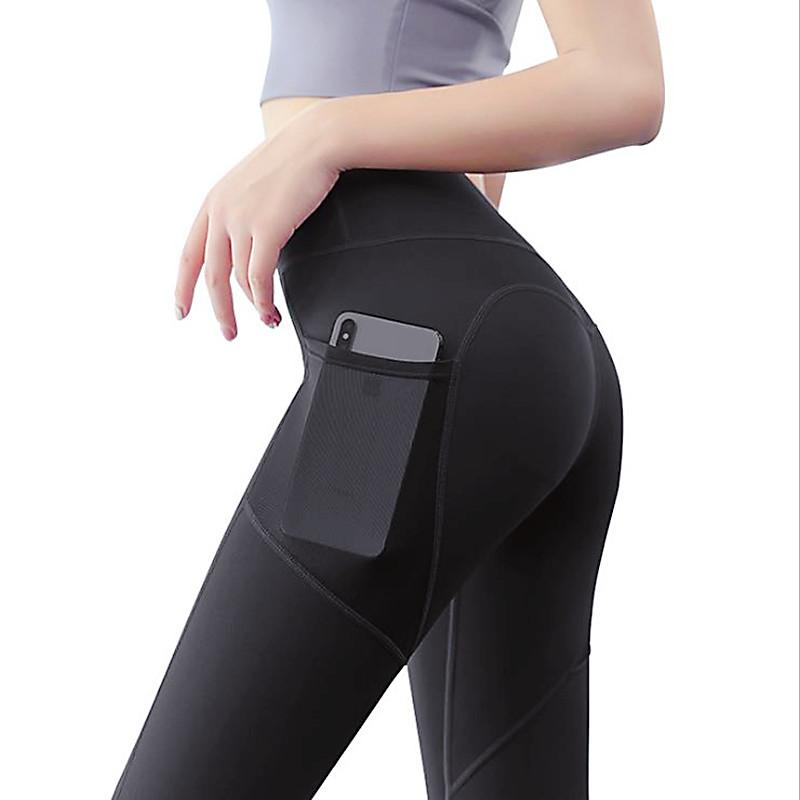 Quần Tập Yoga Cao Cấp Thun Quần Thể Dục Thể Thao Quần Chạy Bộ Quần Nhanh Khô Cao Lưới Thun Đỏ Đô Bỏ Túi Quần