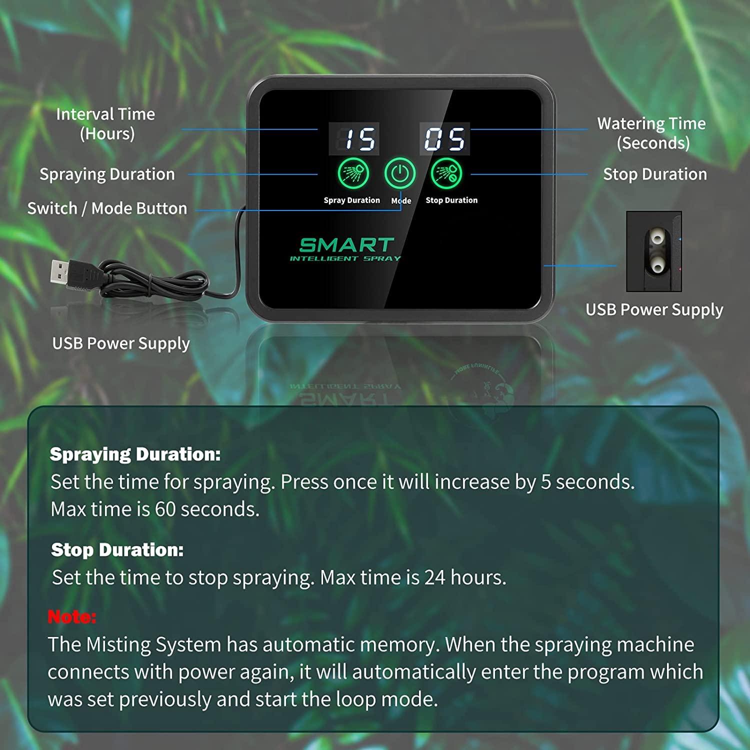 Hệ thống phun sương bò sát thông minh, Hệ thống phun sương Terrarium tự động, Hệ thống phun sương Rainforest, Hệ thống tưới cây trong nhà