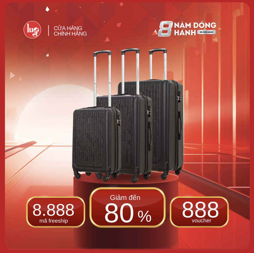 Combo 3 Vali Kéo Du Lịch Lug Aber S20&Amp;24&Amp;28 Mhl010 Nhựa Abs Hạn Chế Trầy Xước - 20 Inch 24 Inch 28 Inch - Black