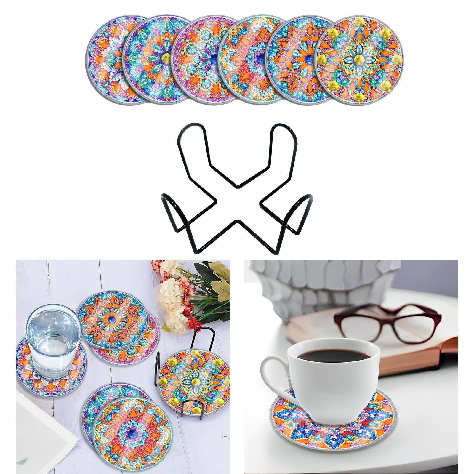 6Pcs Mandala DIY Painting Coasters Drinks Coaster, Creative DIY Art Crafts Handmade Art Coasters for Adults Dining Table Desktop