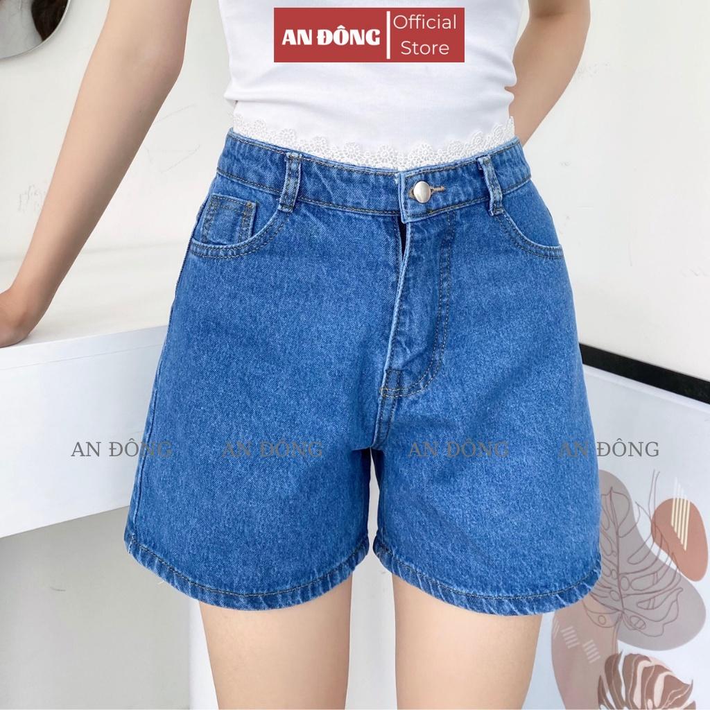 Quần Đùi Jean, Short Ngố Jean Ống Rộng Lưng Cao Phối Ren