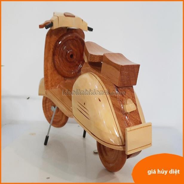 Mô hình xe vespa gỗ- Moto thùng- thuyền buồm cho phòng khách