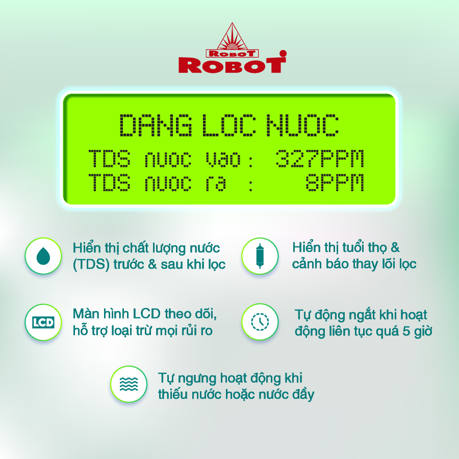Máy Lọc Nước R.O Hydrogen Kiềm Nóng thông Minh ROBOT RBs-9HAQ - Hàng Chính Hãng