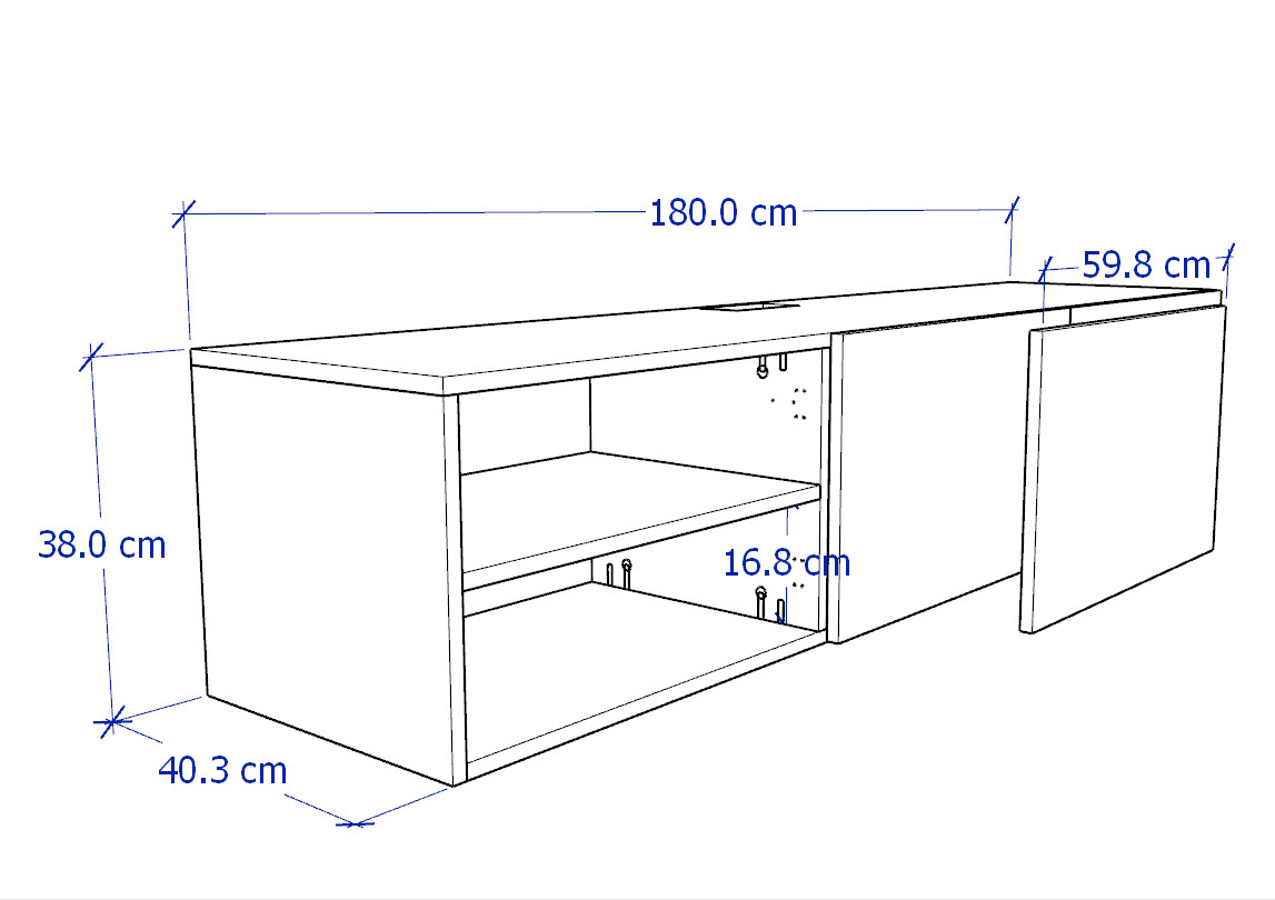 ATLANTA, Kệ TV treo tường đa năng 3 ngăn lưu trữ STO_019, 180x42x38cm