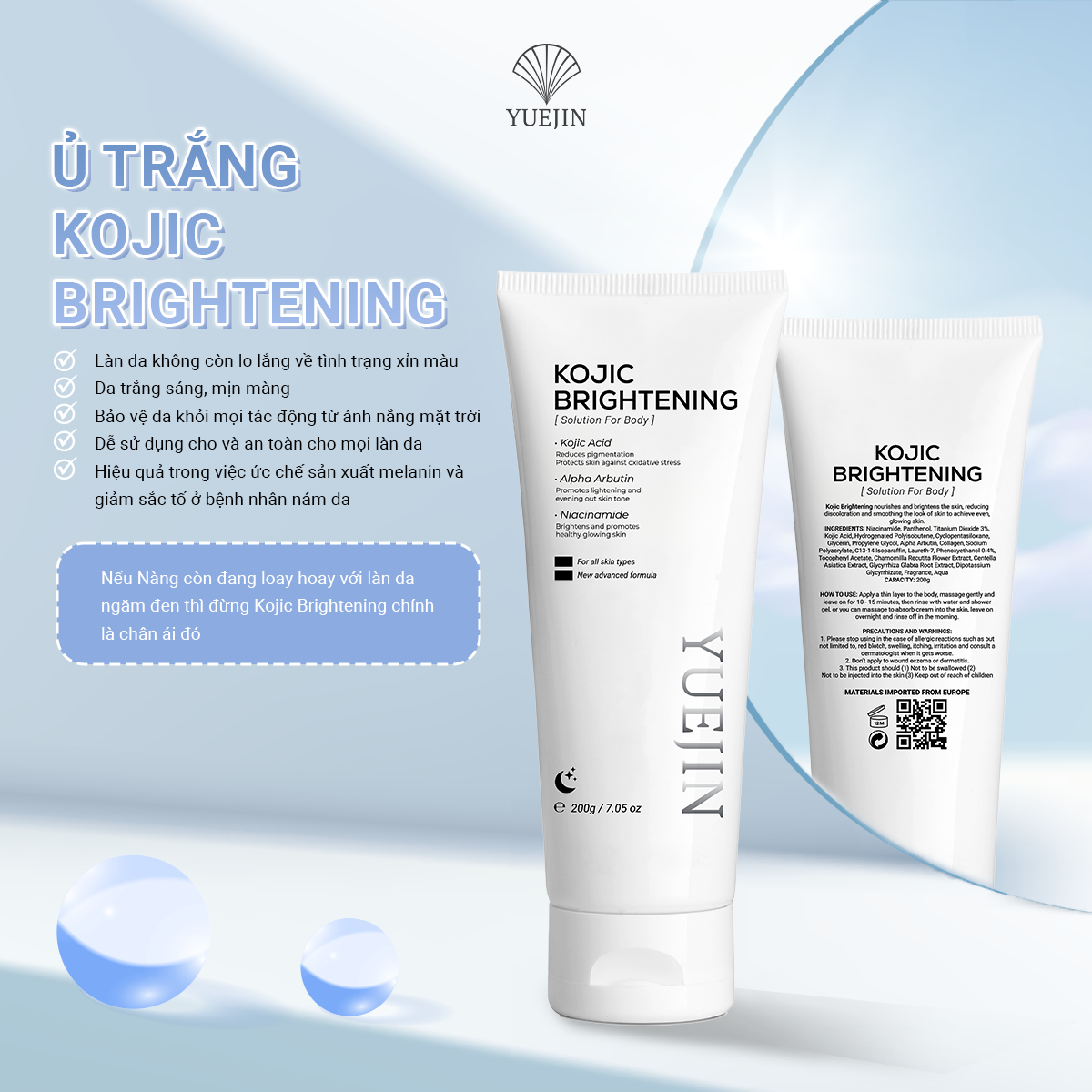 Kem Ủ Trắng Da Toàn Thân Yuejin Kojic Brightening