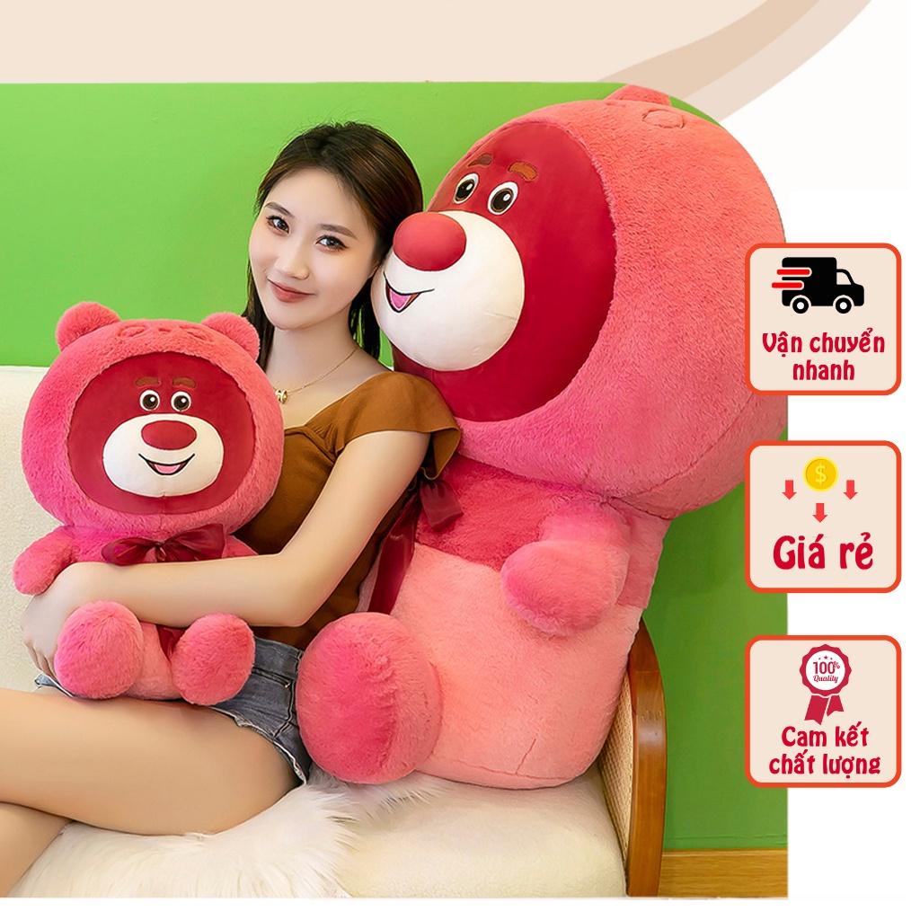 Gấu dâu Losto Gấu dâu đeo nơ, dâu đội mũ size 75cm và 1M