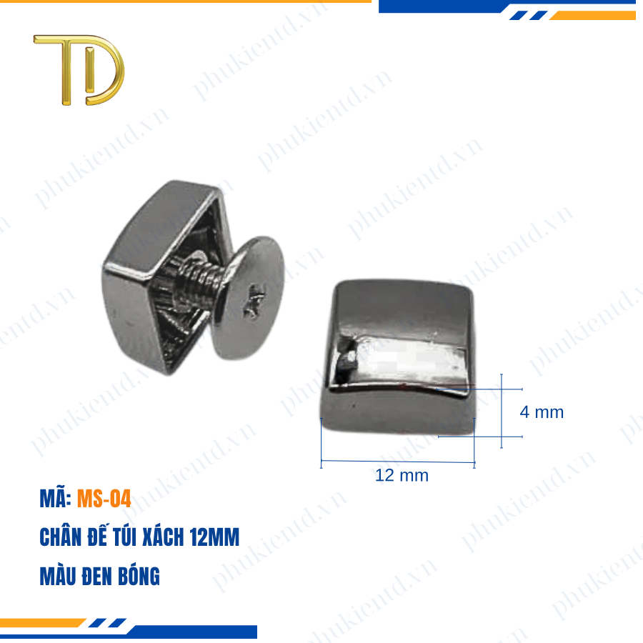 Chân đế túi xách, đế túi vuông, đế đúc túi xách công nghệ Mạ điện Electroplating bền 5-8 năm
