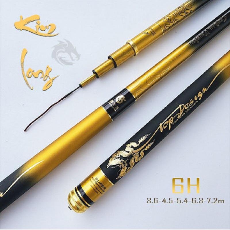 Cần câu đài 6H Kim Long cao cấp full carbon, tặng kèm ngọn phụ CT23