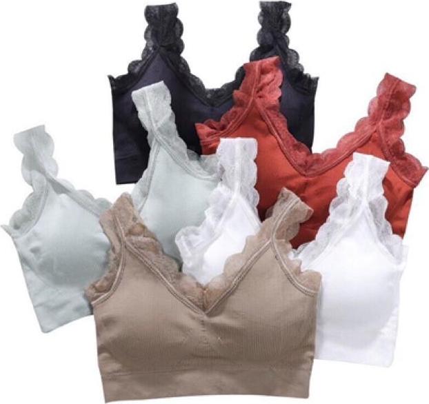 Áo Lót Nữ, Áo Bra Cotton Gân Tăm Phối Ren tập Yoga Gym 215 có mút ngực