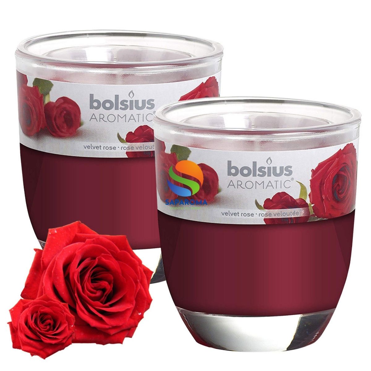 Combo 2 ly nến thơm tinh dầu Bolsius Velvet Rose 105g - hoa hồng nhung, nến trang trí, thơm phòng, thư giãn, Hỗ trợ khử mùi