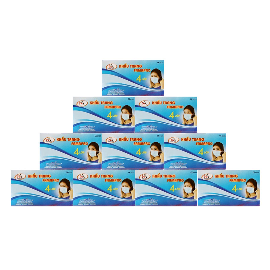 Combo 10 hộp khẩu trang y tế 4 lớp Nam Anh