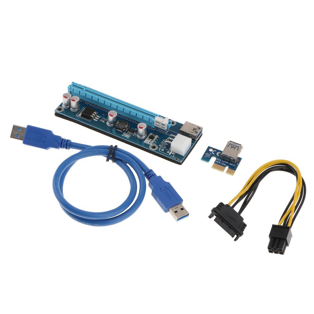 VER006C 1x To 16x GPU Extender Riser Card 6 PIN  Adapter Cable USB 3.0