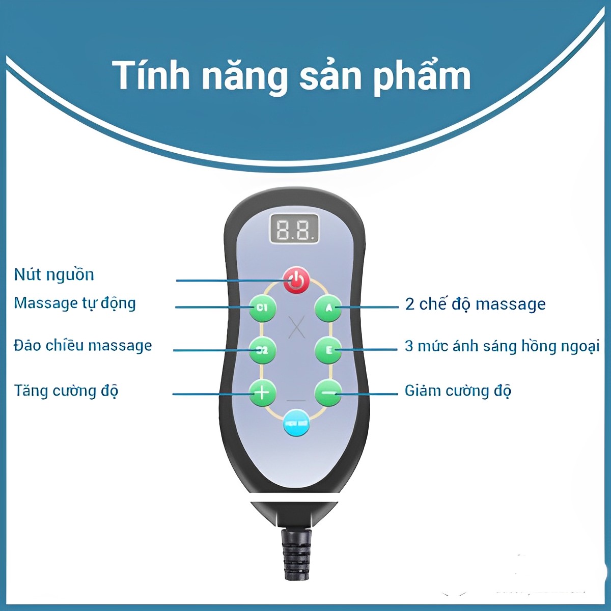 Máy massage lưng cột sống, gối massage lưng,gối mát xa cổ vai gáy Beame BM-V56 ,với con lăn 4D và nhiệt hồng ngoại giúp giảm căng thẳng mệt mỏi