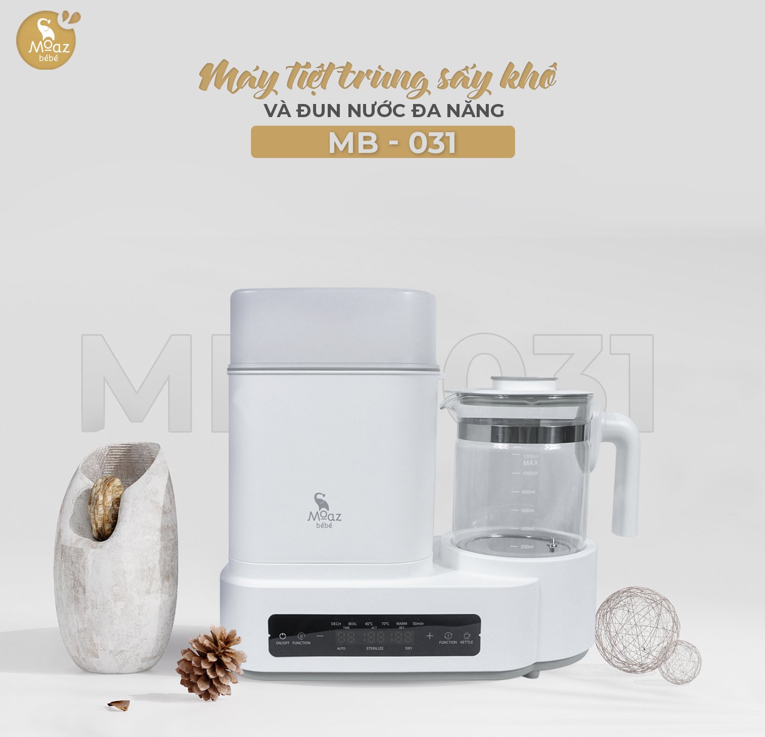 Bình thủy tinh thay thế 1.2L Moaz Bebe MB-031 Hàng chính hãng