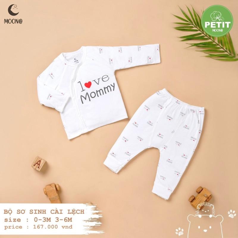 Bộ sơ sinh cài giữa/ cài chéo chất petit I Love Mama mềm mại cho bé