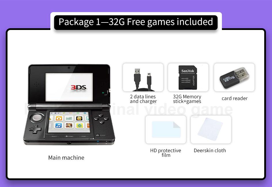 Bản gốc 3DS 3DSXL Trò chơi 3DSLL Trò chơi cầm tay Trò chơi cầm tay Trò chơi miễn phí cho Nintendo 3DS mang theo 128GB hàng ngàn trò chơi