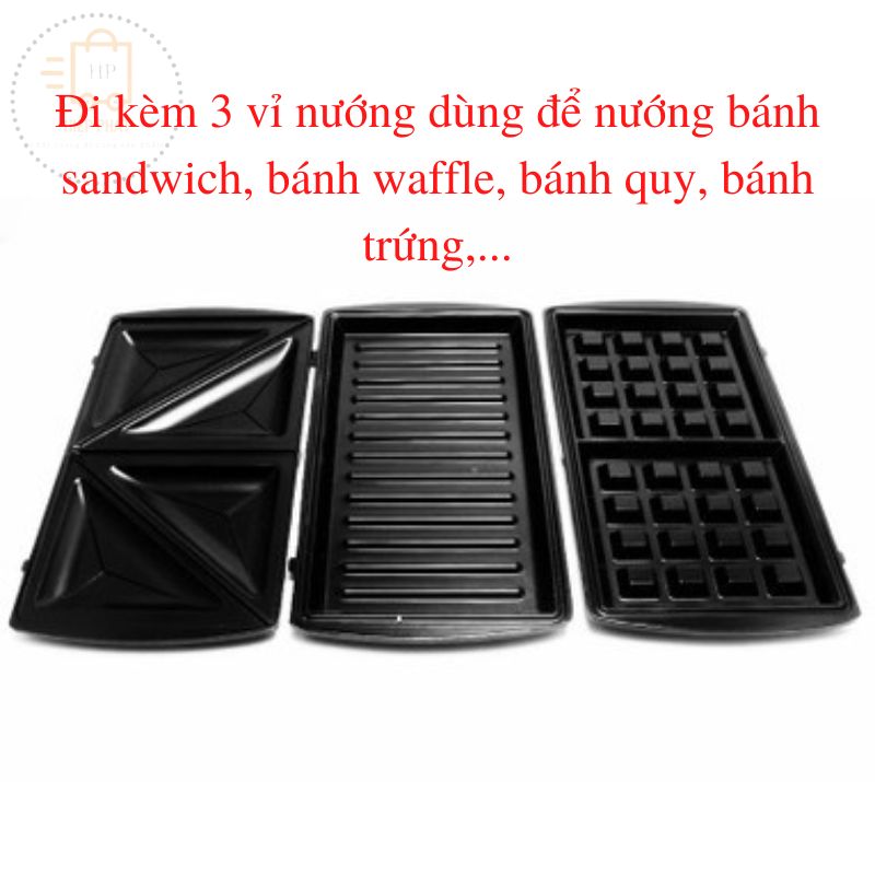 Kẹp Điện Nướng Bánh Mì, Sandwich, Hotdog, Bánh Waffle 3 Trong 1 TIROSS TS513, công suất 750W, Thương Hiệu Ba Lan - Hàng chính hãng