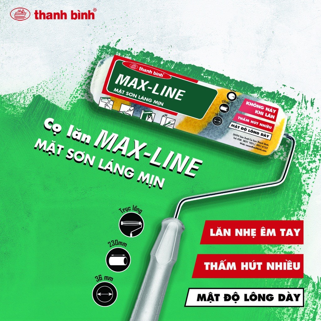 Cọ lăn Max Line 3 màu TB: 230mm