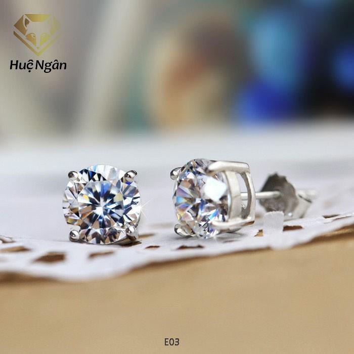 Bông tai bạc Ý 925 Huệ Ngân - Hoa đá 3 li RYE141095