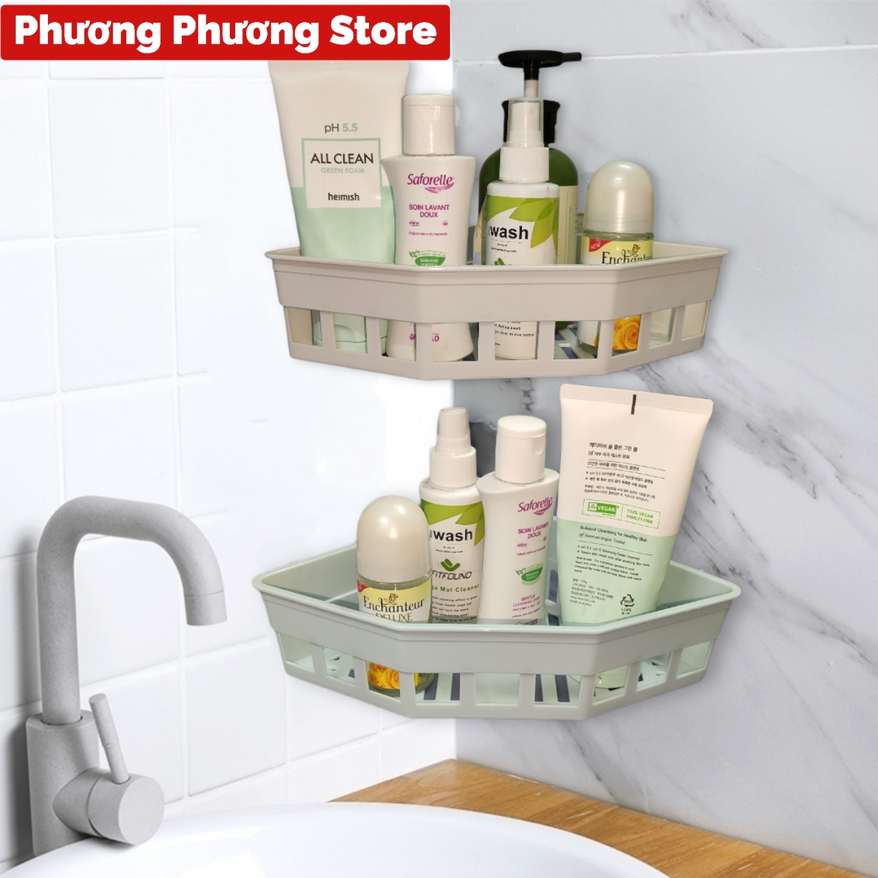 KỆ GÓC DÁN TƯỜNG ĐA NĂNG KHÔNG CẦN KHOAN VÍT