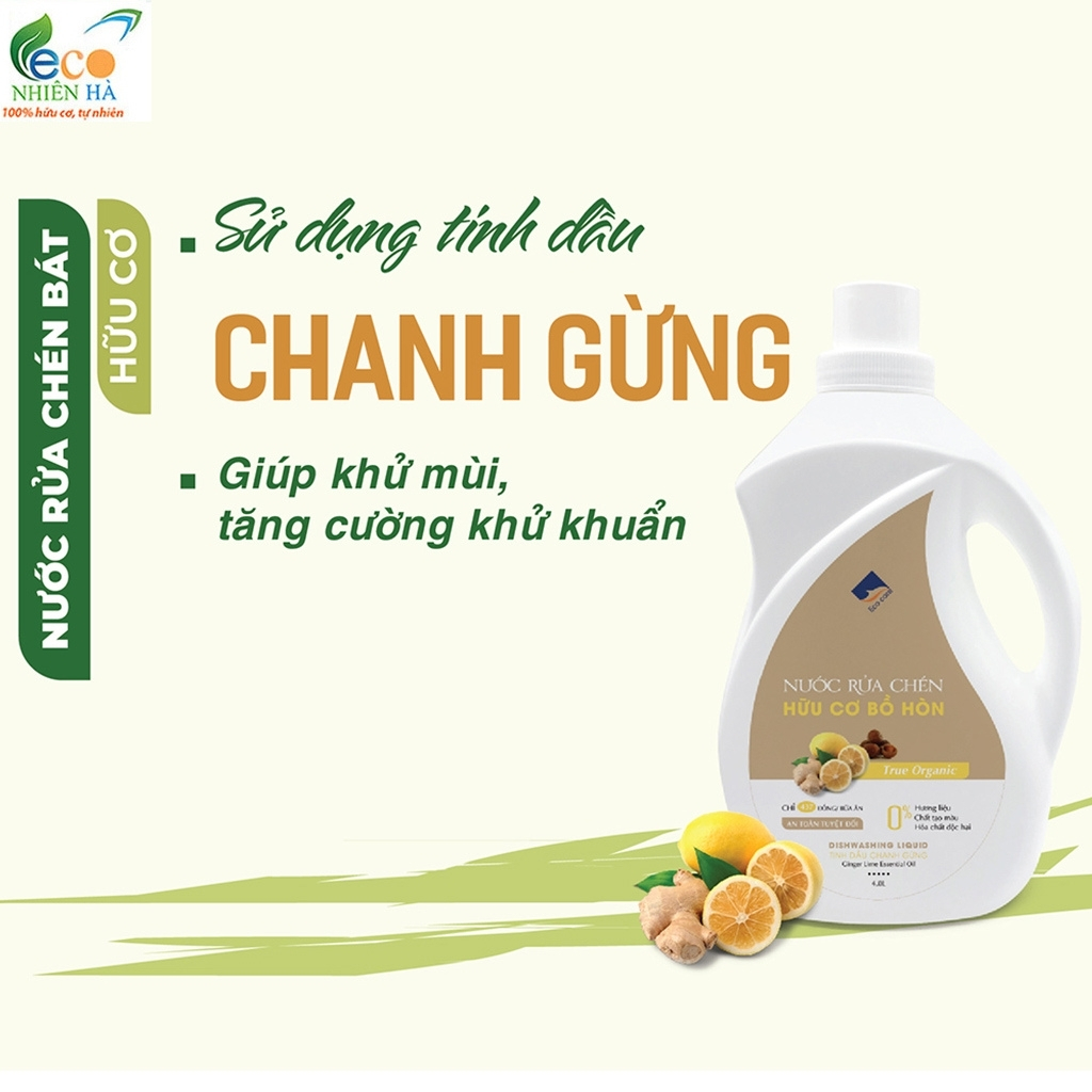 Nước rửa chén hữu cơ ECOCARE 2L tinh dầu thiên nhiên, nước rửa bát cho bé, an toàn da tay