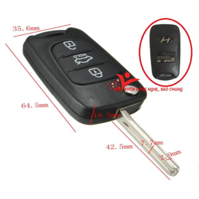 Vỏ chìa khóa xe dành cho Huyndai 3 nút cắm lỗ Accent, i20, i10 Ân Độ, Elantra đầy đủ logo hàng chuẩn