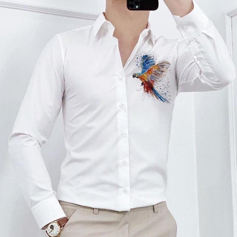 ÁO SƠ MI NAM TAY DÀI PHỐI HỌA TIẾT VẸT SIÊU ĐẸP, SIÊU CHẤT