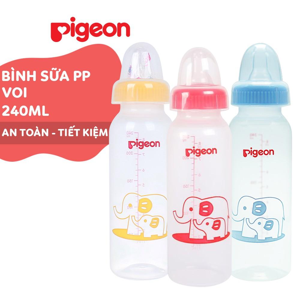 Bình sữa cổ hẹp PP tiêu chuẩn voi Pigeon 240ml (2018)