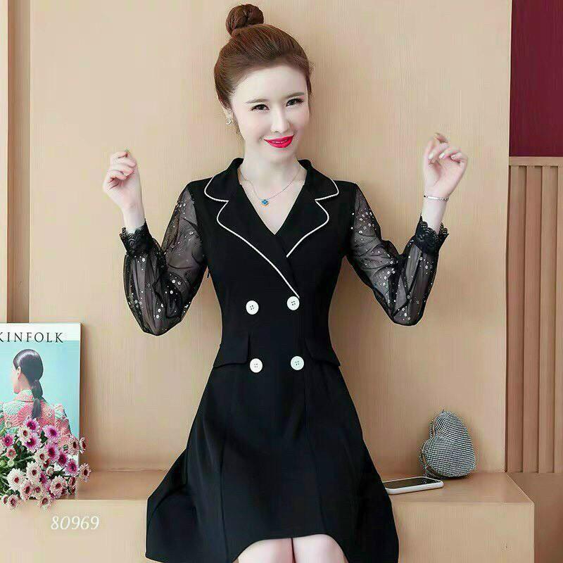 ĐẦM UMI PHỐI LƯỚI DÁNG SUÔNG SIÊU XINH