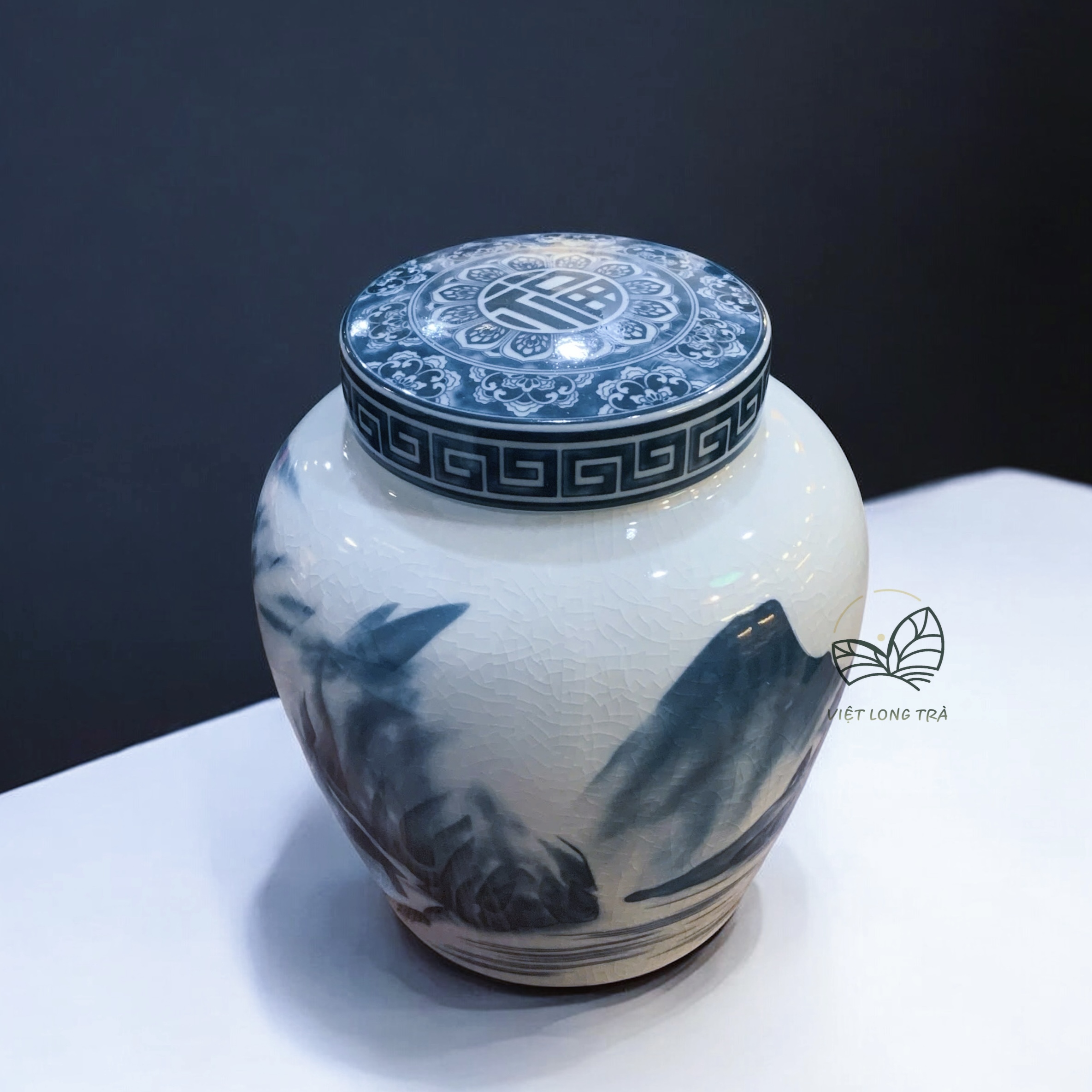 HŨ ĐỰNG TRÀ SỨ HỌA TIẾT NÚI RỪNG - 2200ML - HŨ BẢO QUẢN TRÀ CHUYÊN DỤNG