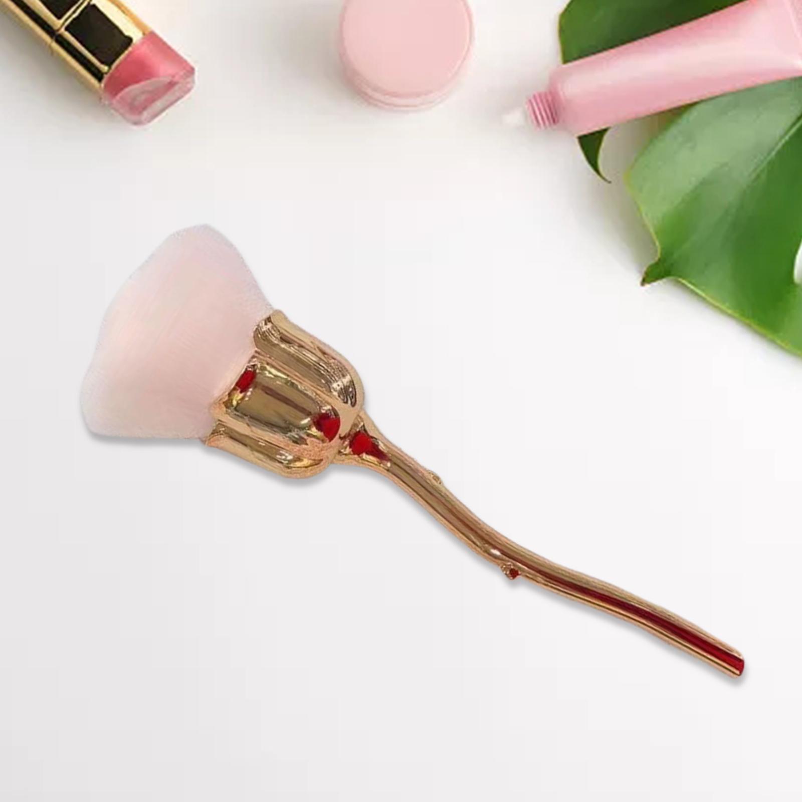 Soft Rose Make Up Brush Large Professional for Face Powder Travel Countertop