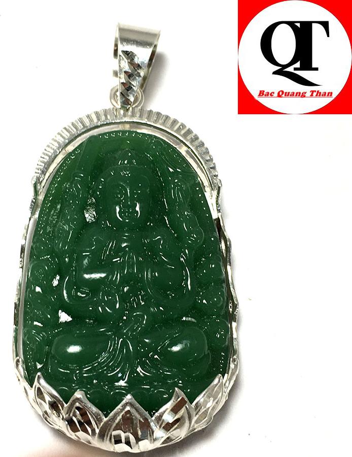 Mặt dây nam bản mệnh ngài Thiên Thù Bồ Tát bọc rồng chầu bạc ta cho người tuổi Tý Bạc QTJ - MBM01