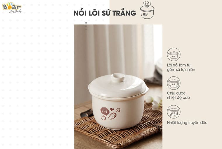 Nồi nấu chậm 0.8L Bear SUB001 – Hàng chính hãng