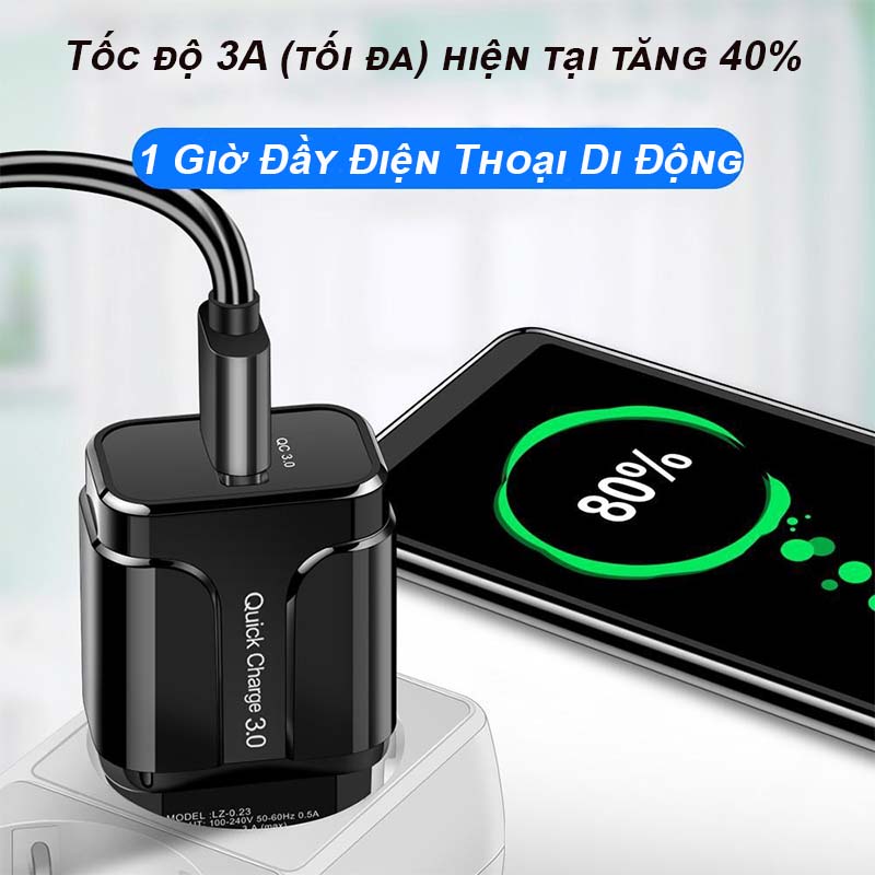 Củ Sạc Nhanh 20W Cao Cấp Quick Charge 3.0 Đen Trắng Hỗ Trợ Sạc Nhanh Cho Điện Thoại Android Phụ Kiện Tai Nghe Bluetooth Cáp Sạc Pin Dự Phòng - ML033