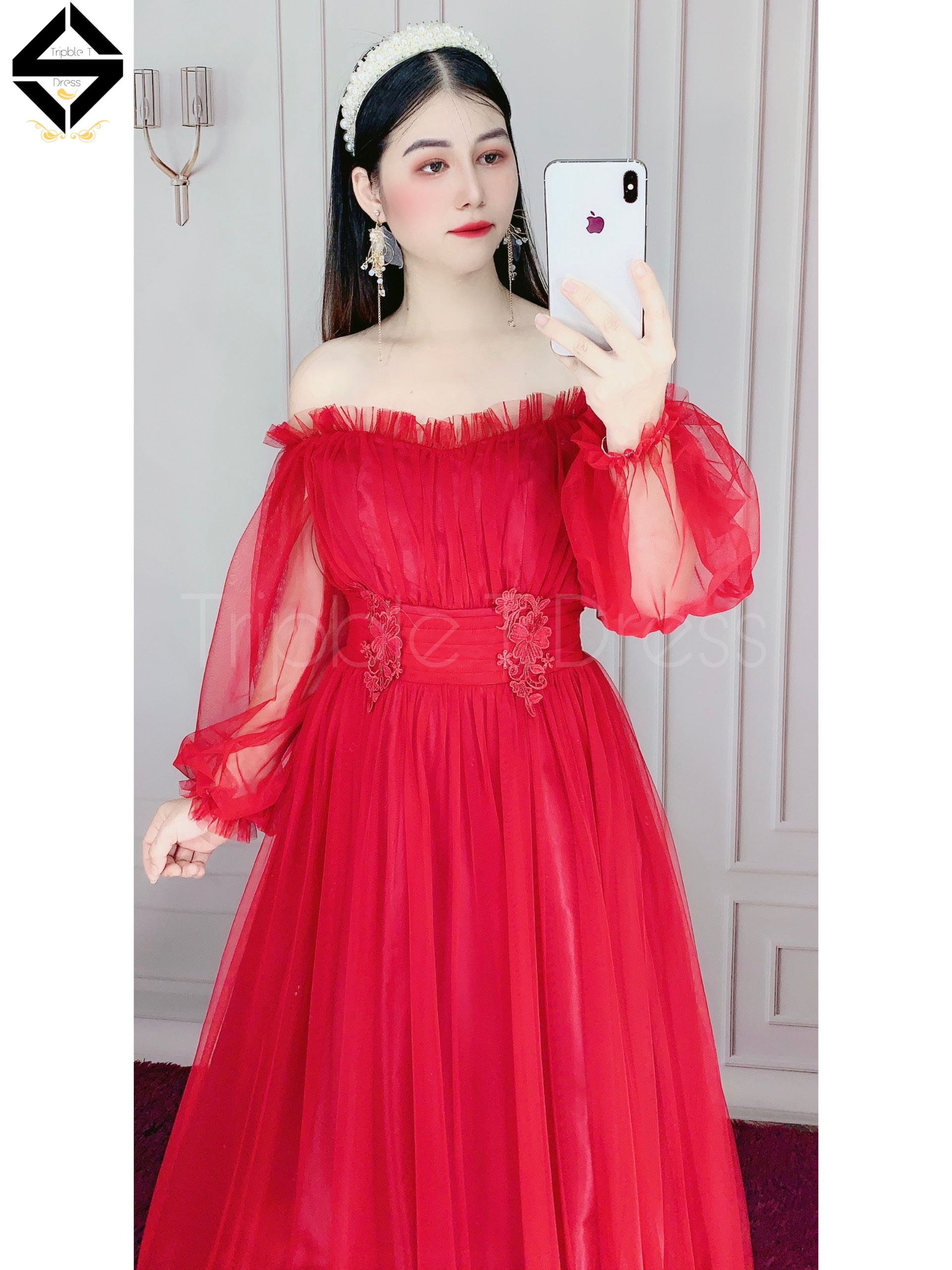 Đầm maxi dự tiệc mặc cưới TRIPBLE T DRESS - size M/L ( ảnh/video thật ) MS165Y