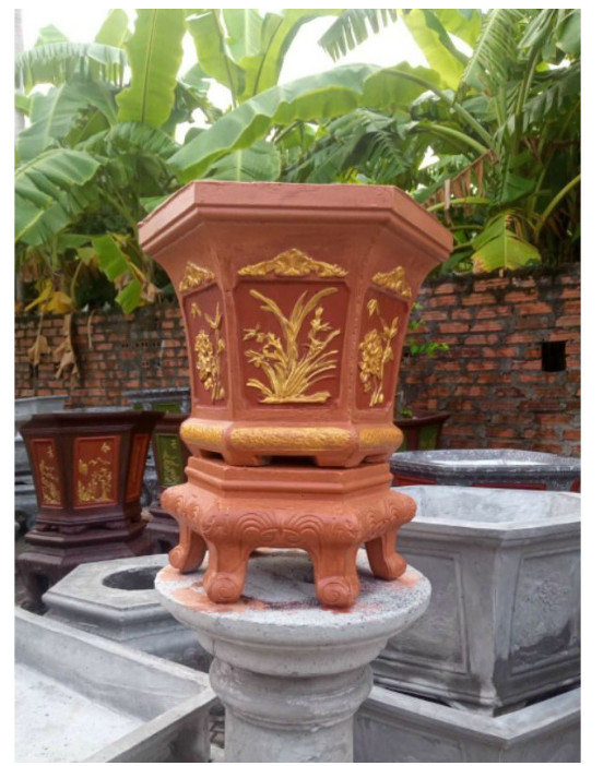 Khuôn Chậu Lục Giác 31-Kèm Chân Đôn Kỷ