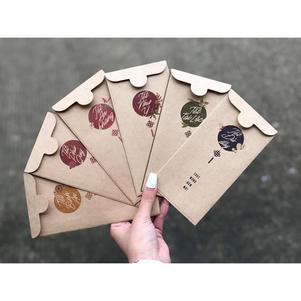 COMBO LÌ XÌ Á ĐÔNG VINTAGE ĐỘC LẠ NEWW 2023 GIẤY KRAFT NHẬT CAO CẤP CÁN MƠ XỊN, SẮC NÉT