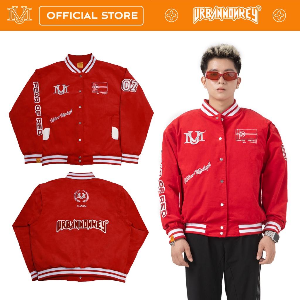 Áo Khoác URBAN MONKEY Basic Varsity Red Nhung Tăm Cao Cấp