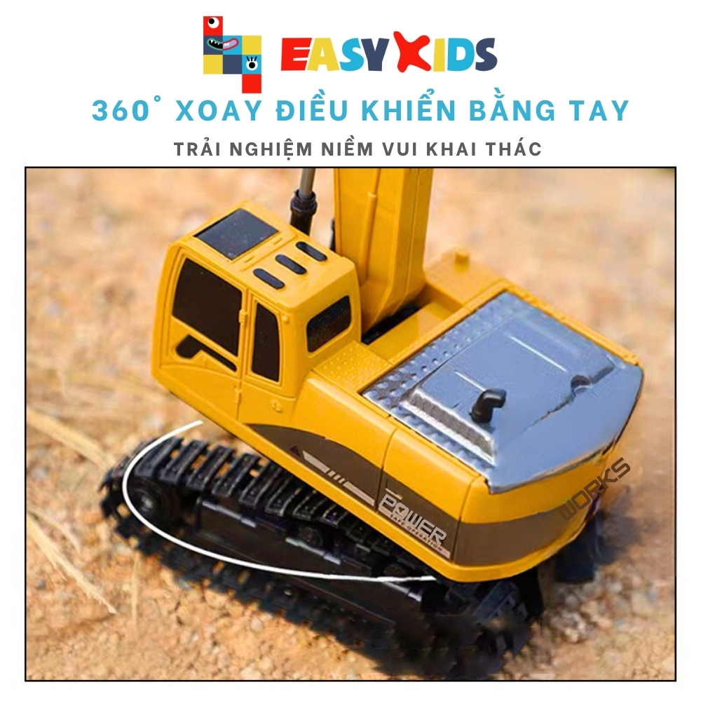 Đồ Chơi Xe Máy Xúc Điều Khiển Từ Xa Có Sạc Đầu Múc 5 Kênh